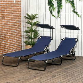 Folding Chaise Lounge Pool Lounge Chairs Set of 2 (Option: Dark Blue-800x250x580 mm)