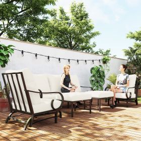 4 Pieces Patio Furniture Set with Cushions (Option: Beige-805x650x330 mm)
