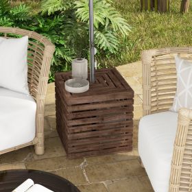 2-in-1 Outdoor Umbrella Base Storage Box (Option: Brown-590x575x190 mm)