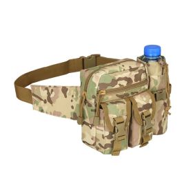 Tactical Waist Bag Denim Waist Bag With Water Bottle Holder For Outdoor Traveling Camping Hunting Cycling (Color: CP Color)