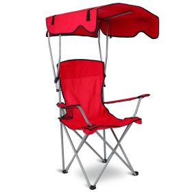 spFoldable Beach Canopy Chair Sun Protection Camping Lawn Canopy Chair 330LBS Load Folding Seat (Color: Red)